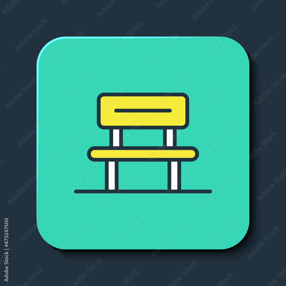 Filled outline Waiting hall icon isolated on blue background. Turquoise square button. Vector Filled outline Waiting hall icon isolated on blue background. Turquoise square button. Vector