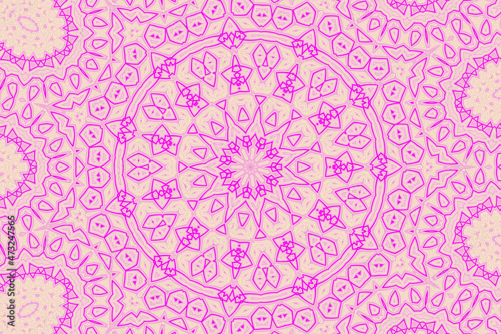 Purple and Pink Abstract kaleidoscope background. kaleidoscope texture design. multicolor kaleidoscope. Kaleidoscopic pattern. Mandala pattern. Batik Pattern