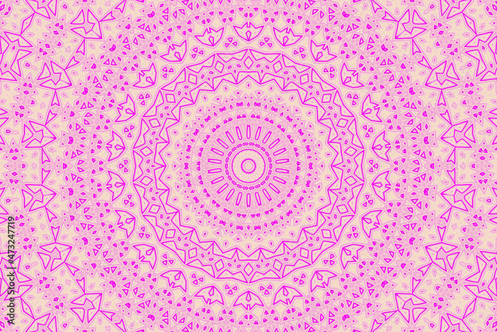 Purple and Pink Abstract kaleidoscope background. kaleidoscope texture design. multicolor kaleidoscope. Kaleidoscopic pattern. Mandala pattern. Batik Pattern