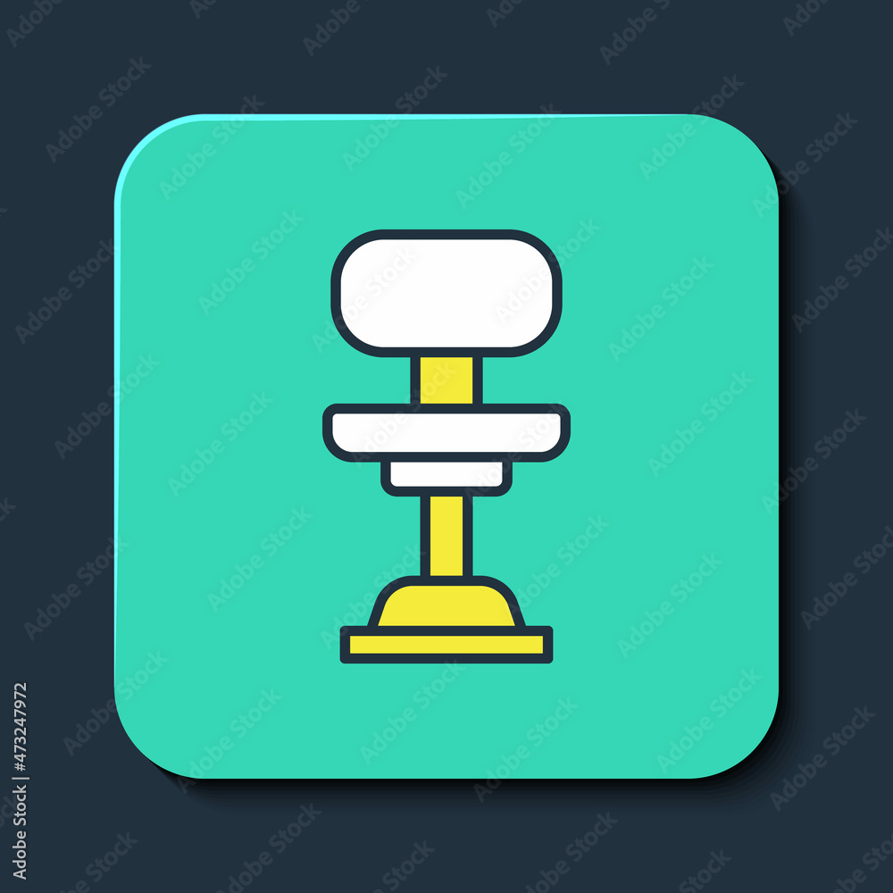 Filled outline Office chair icon isolated on blue background. Turquoise square button. Vector Filled outline Office chair icon isolated on blue background. Turquoise square button. Vector