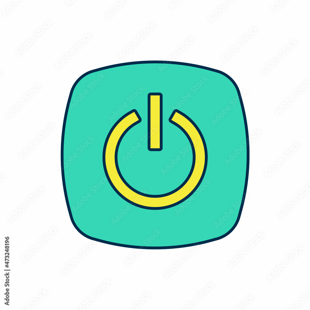 Filled outline Power button icon isolated on white background. Start sign. Vector Filled outline Power button icon isolated on white background. Start sign. Vector