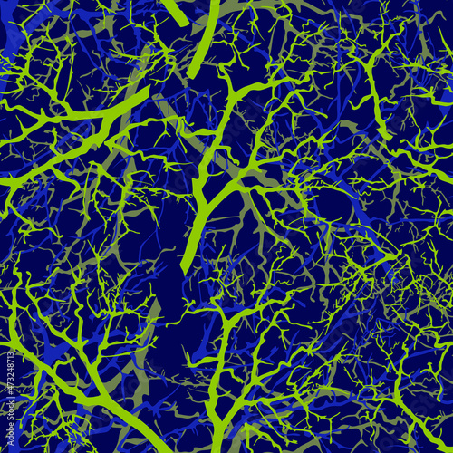 Endless pattern of tree branches. Textile.