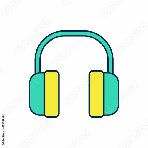 Filled outline Noise canceling headphones icon isolated on white background. Headphones for ear protection from noise. Vector