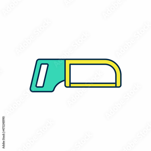 Filled outline Hacksaw icon isolated on white background. Metal saw for wood and metal. Vector