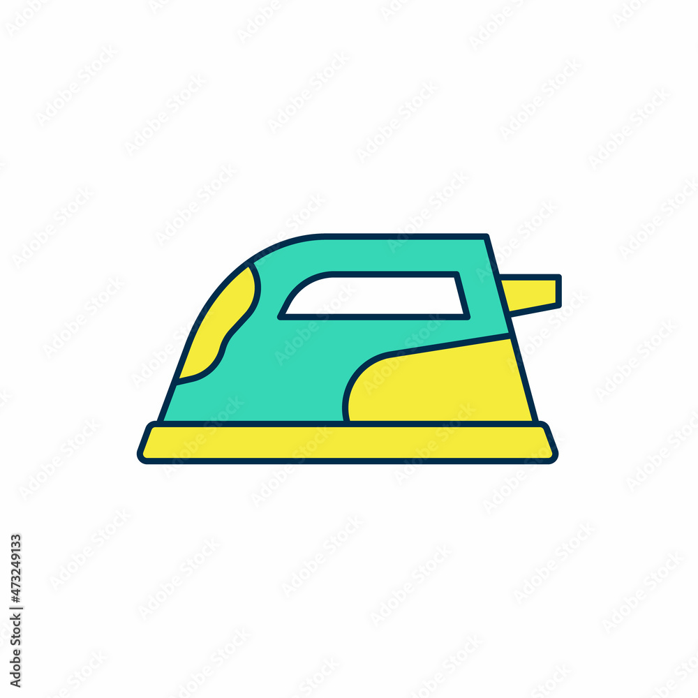 Filled outline Electric iron icon isolated on white background. Steam iron. Vector