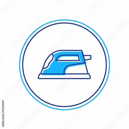 Filled outline Electric iron icon isolated on white background. Steam iron. Vector