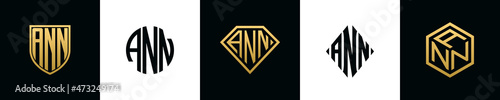 Initial letters ANN logo designs Bundle
