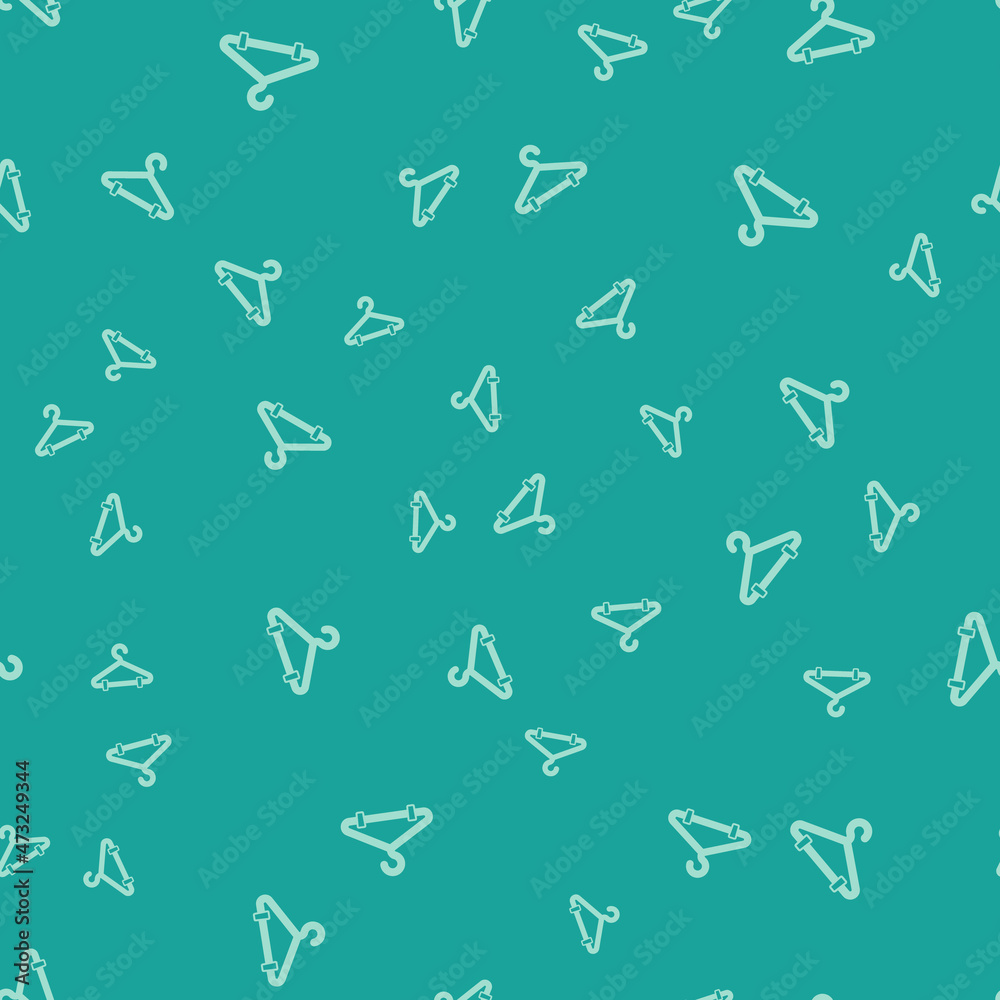 Green Hanger wardrobe icon isolated seamless pattern on green background. Cloakroom icon. Clothes service symbol. Laundry hanger sign. Vector Green Hanger wardrobe icon isolated seamless pattern on green background. Cloakroom icon. Clothes service symbol. Laundry hanger sign. Vector