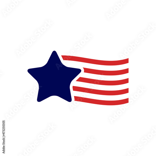 single star with american flag flat logo symbol icon vector graphic design illustration idea creative