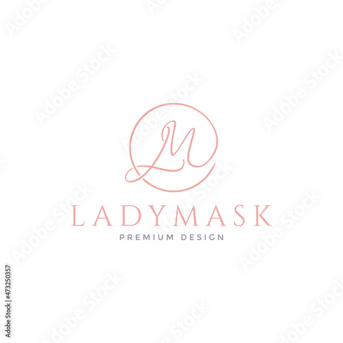 LM  lines  luxury feminine logo symbol icon vector graphic design illustration idea creative