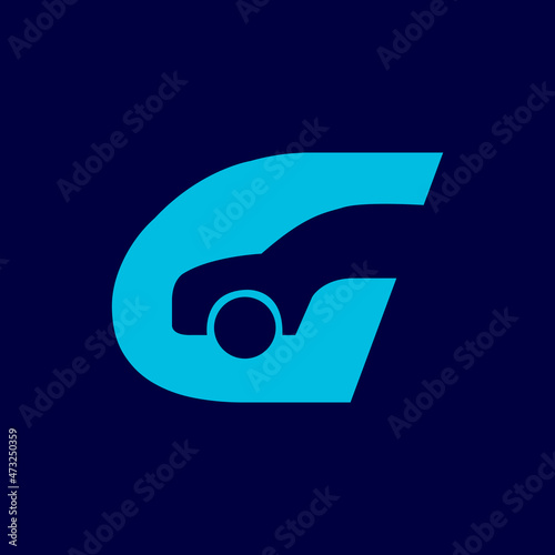 negative space car with initial G logo symbol icon vector graphic design illustration idea creative