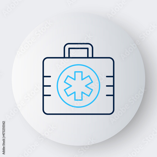 Line First aid kit icon isolated on white background. Medical box with cross. Medical equipment for emergency. Healthcare concept. Colorful outline concept. Vector