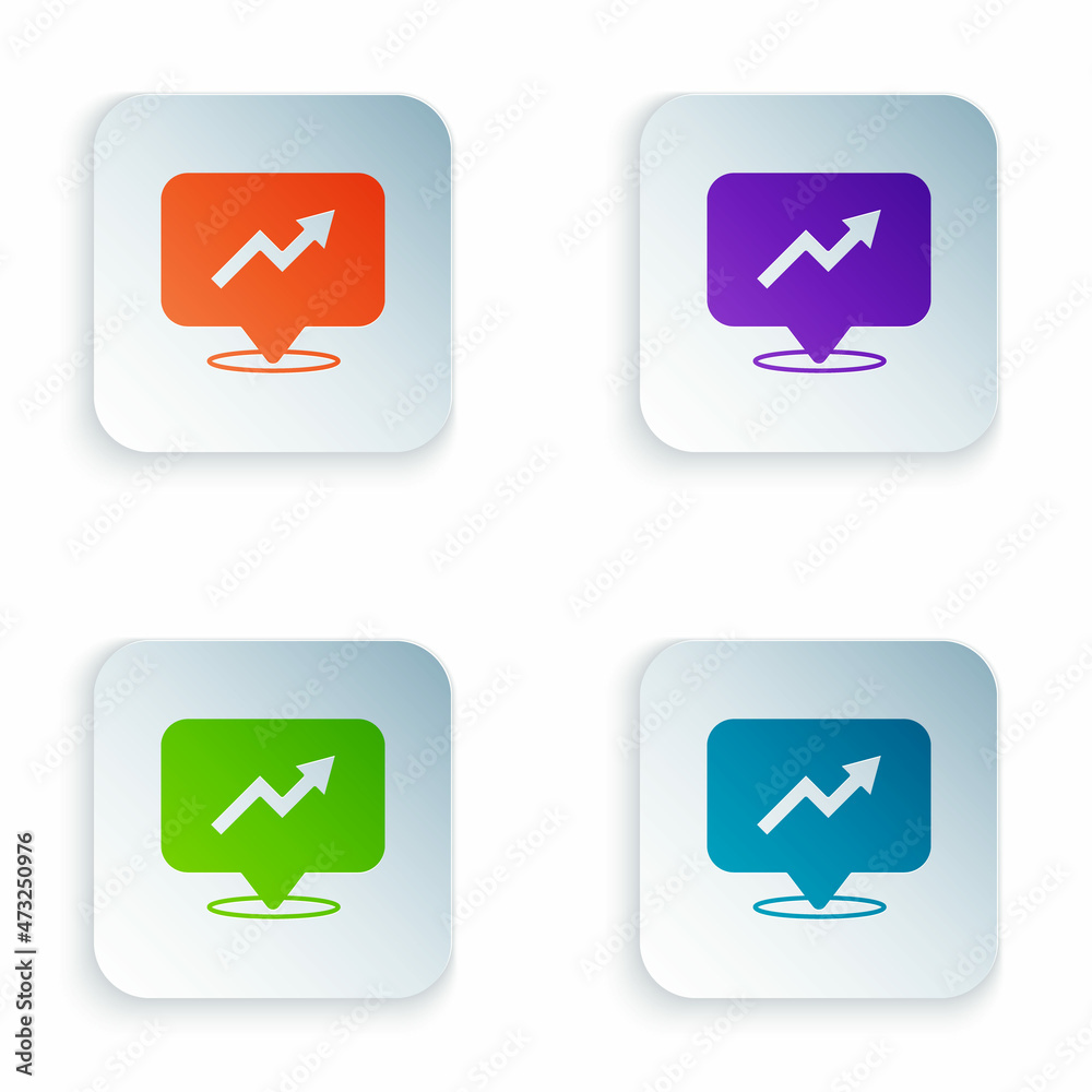 Color Financial growth increase icon isolated on white background. Increasing revenue. Set colorful icons in square buttons. Vector Color Financial growth increase icon isolated on white background. Increasing revenue. Set colorful icons in square buttons. Vector