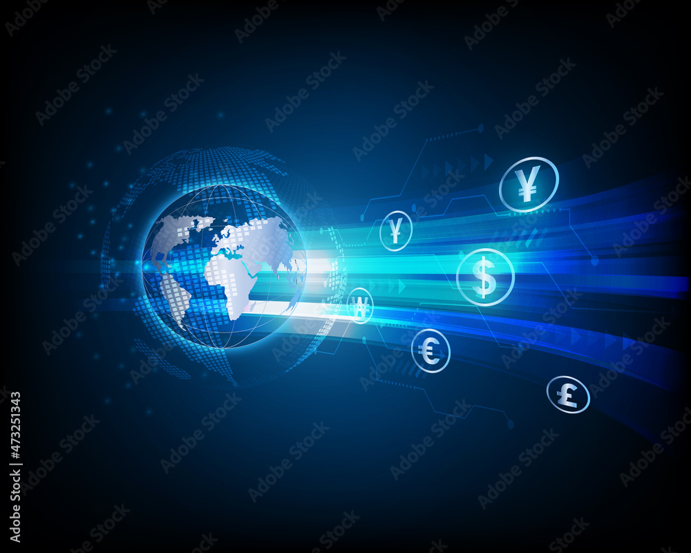 global internet exchange network money transfer symbol illustration