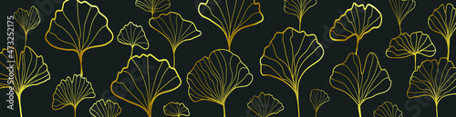 Botanical and golden line Minimal and natural wall vector set. Boho foliage line art drawing with abstract Shape. Cover, wallpaper, Abstract Plant Art design for print, Natural wall art. Vector illust