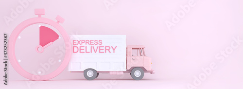 3D Online express delivery service concept, fast response delivery by courier Pickup, Delivery, Online Shipping Services. 3d Rendering. 