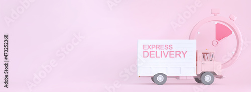 3D Online express delivery service concept, fast response delivery by courier Pickup, Delivery, Online Shipping Services. 3d Rendering. 