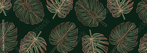 Botanical and golden line Minimal and natural wall vector set. Boho foliage line art drawing with abstract Shape. Cover, wallpaper, Abstract Plant Art design for print, Natural wall art. Vector illust