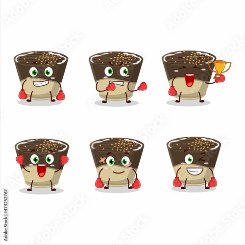 A sporty truffle chocolate milk candy boxing athlete cartoon mascot design