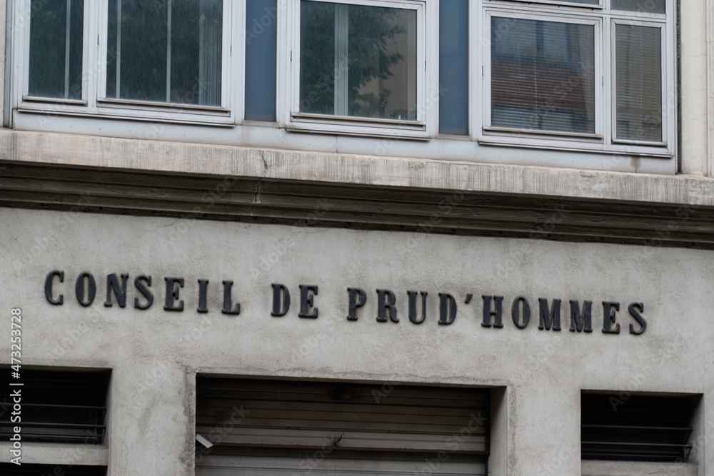 conseil de prud hommes french text on building office facade wall means in france consulting tribunals
