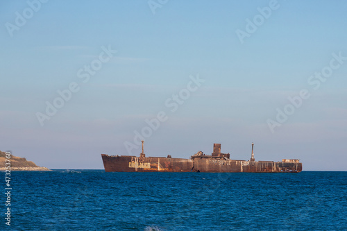 Fototapeta Naklejka Na Ścianę i Meble -  The wreck of the ship on the coast of Costinesti - Romania