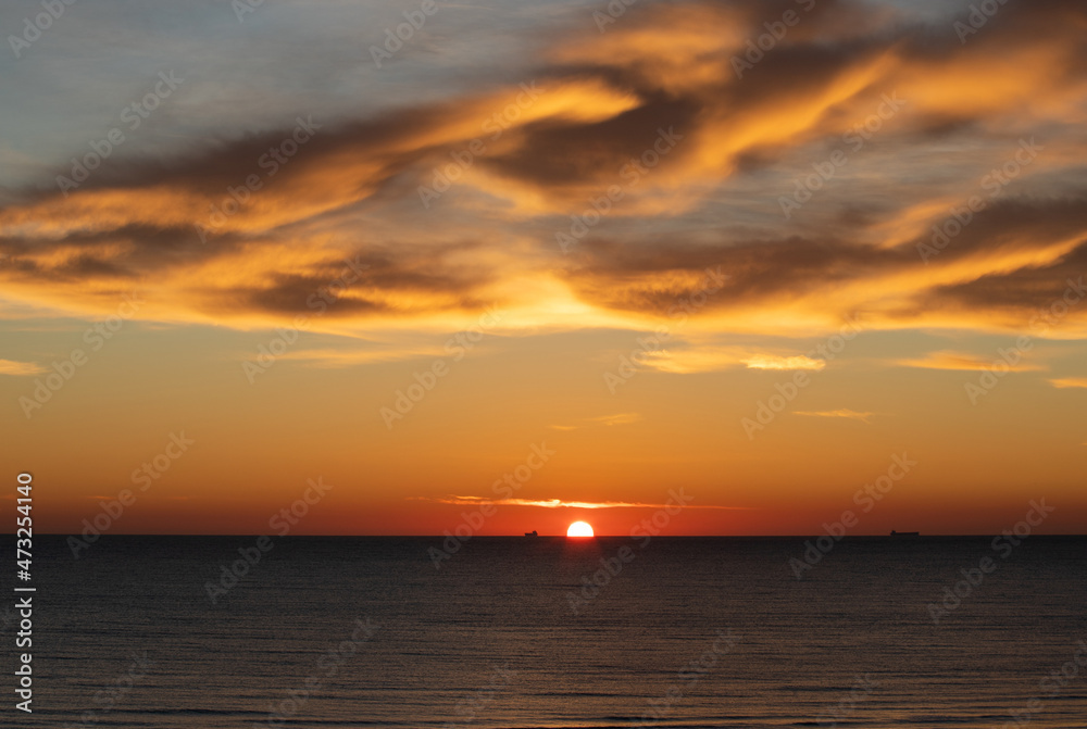 landscape with a beautiful sunrise at sea