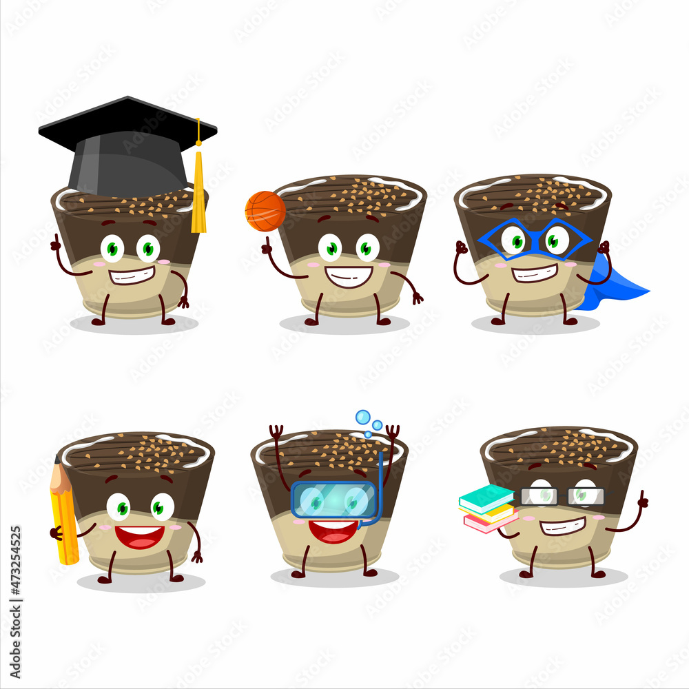 School student of truffle chocolate milk candy cartoon character with various expressions School student of truffle chocolate milk candy cartoon character with various expressions