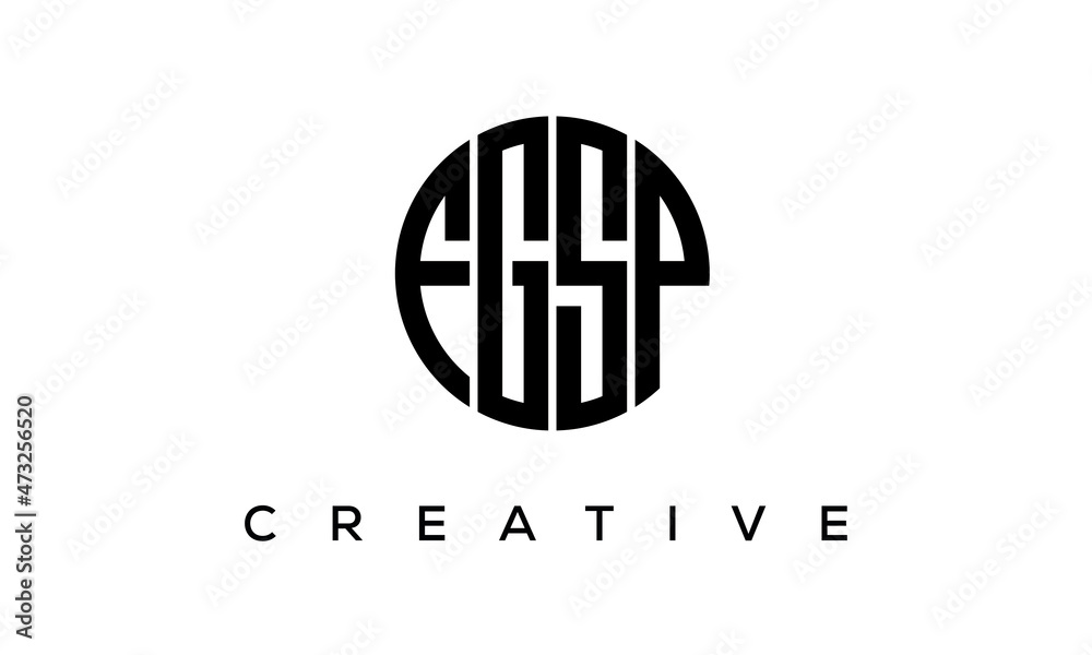 Letters FGSP creative circle logo design vector, 4 letters logo Letters FGSP creative circle logo design vector, 4 letters logo