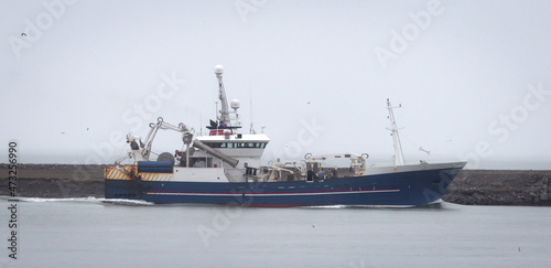 Commercial pelagic fishing vessel fishing in Icelandic waters