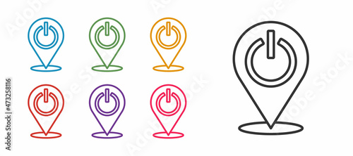 Set line Power button icon isolated on white background. Start sign. Set icons colorful. Vector