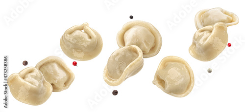 Cooked dumplings isolated on white background