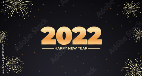 Happy new year 2022 background with black theme and fireworks