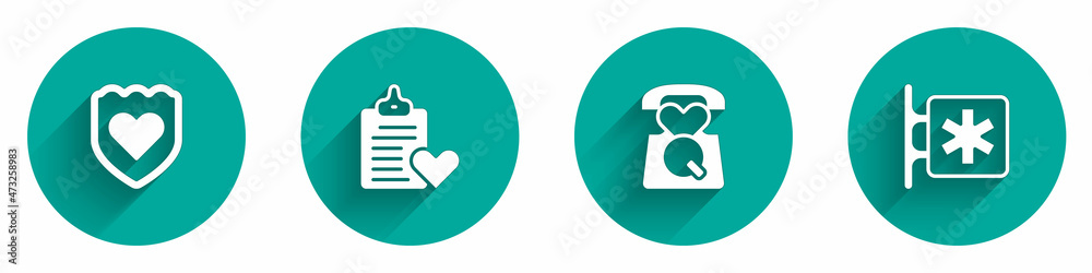 Set Immune system, Patient record, Emergency call 911 and - Star of Life icon with long shadow. Vector Set Immune system, Patient record, Emergency call 911 and - Star of Life icon with long shadow. Vector