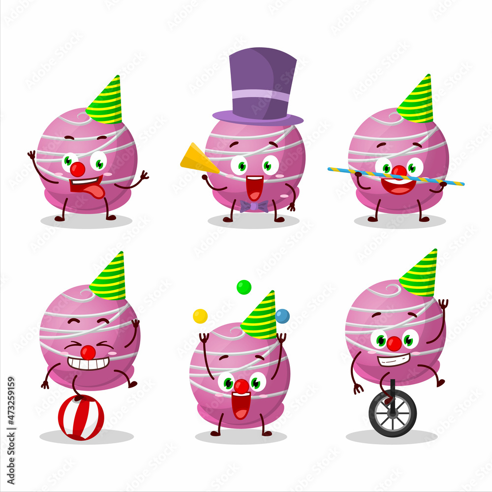 Cartoon character of truffle strawberry candy with various circus shows