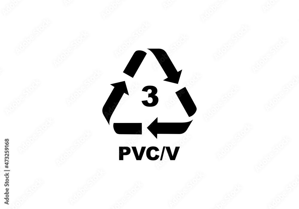 Obraz premium Plastic recycling code symbol. PVCV recycling symbol for plastic, simple flat icon vector
