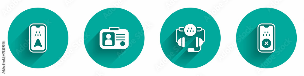 Set Infographic of city map, Taxi driver license, call telephone service and mobile app icon with long shadow. Vector Set Infographic of city map, Taxi driver license, call telephone service and mobile app icon with long shadow. Vector