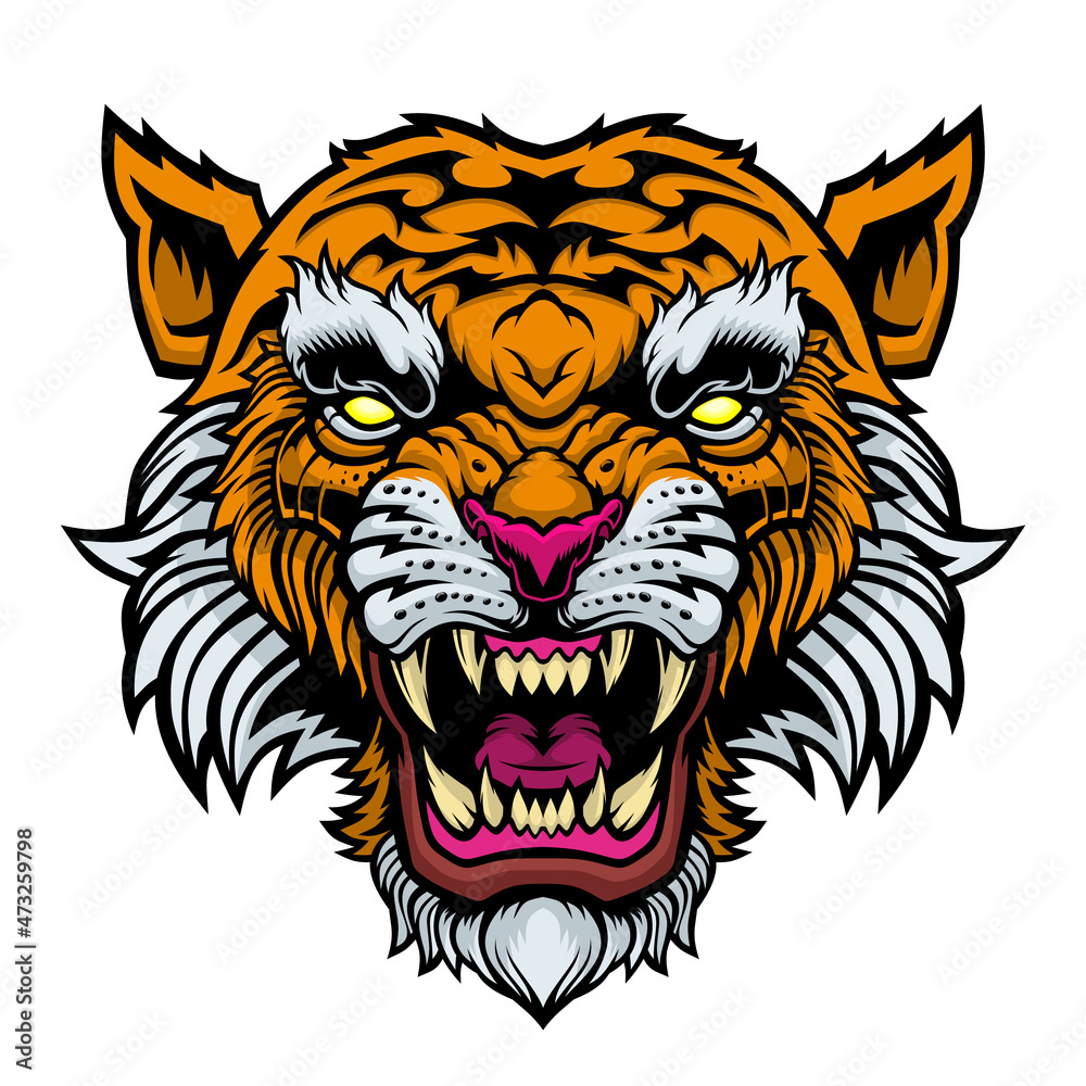 Naklejka premium Angry Tiger Head. 