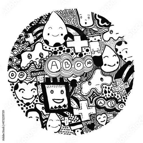 blood doodle vector for ilustartion abaout blood transfusiion can use for merchandising print for totebag, t shirt etc