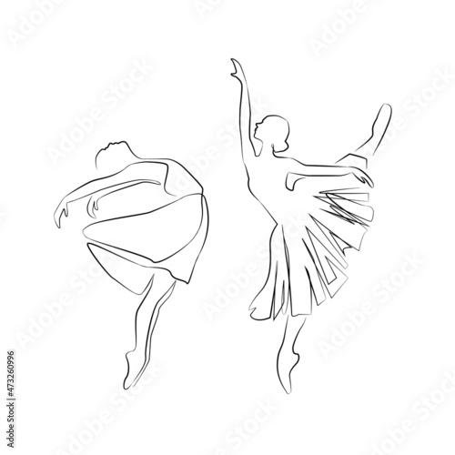 sketch of a woman in a dress ballet dancer line art continuous art icon girl 