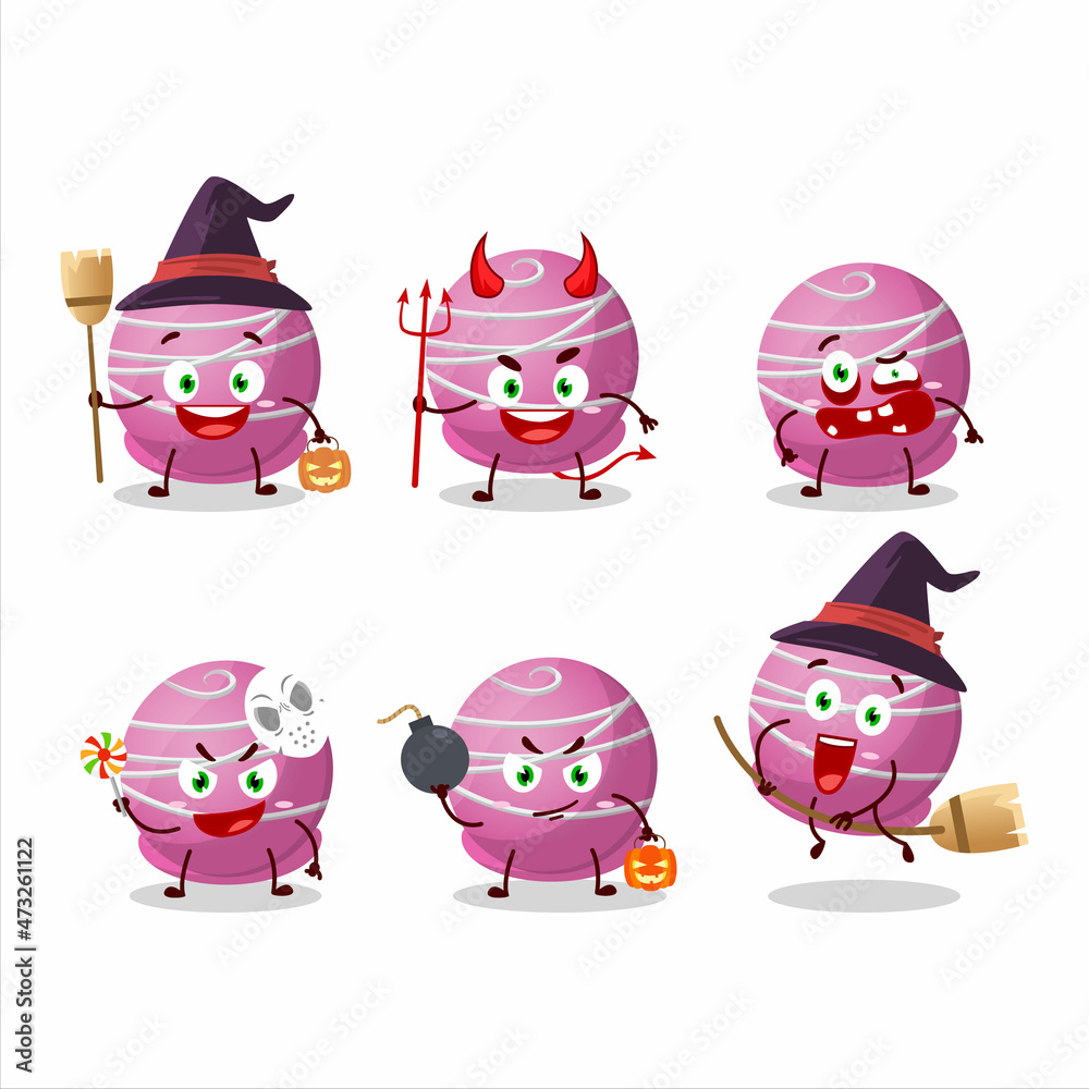 Halloween expression emoticons with cartoon character of truffle strawberry candy