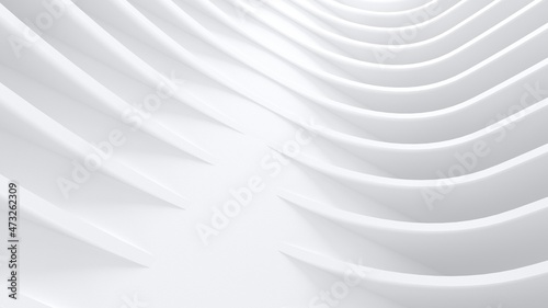 Architectural composition, facade detail, wall, against  light empty sky - 3D render. Parametric architecture of the future for presentations, graphic design.Abstract geometric unobtrusive background.