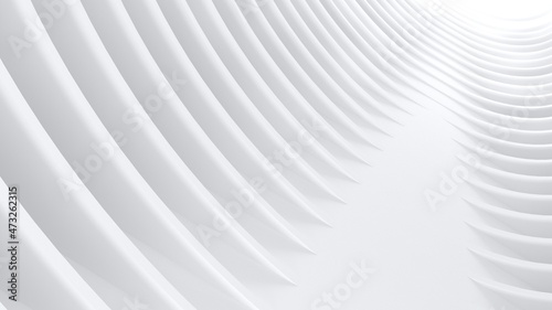 Architectural composition, facade detail, wall, against  light empty sky - 3D render. Parametric architecture of the future for presentations, graphic design.Abstract geometric unobtrusive background.
