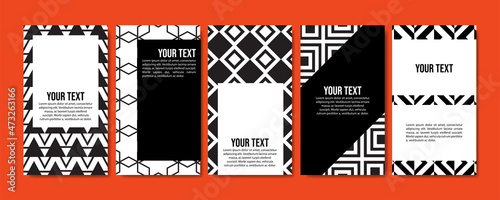 Instagram stories template in black and white background. Minimalist design template.