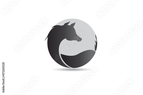 Logo horse silhouette in a circle shape tattoo vector image design