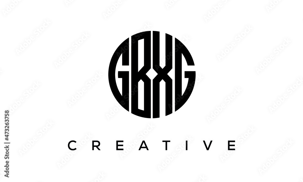 Letters GBXG creative circle logo design vector, 4 letters logo Letters GBXG creative circle logo design vector, 4 letters logo