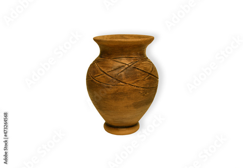 Ceramic pattern pottery isolated on white background. clay vase isolate