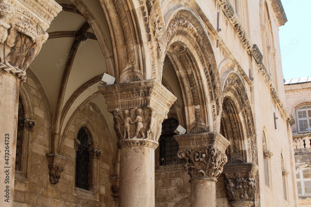 Facade of the famous Rector's Palace in downtown Dubrovnik