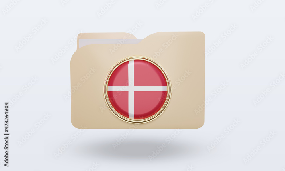 3d folder Denmark flag rendering front view 3d folder Denmark flag rendering front view