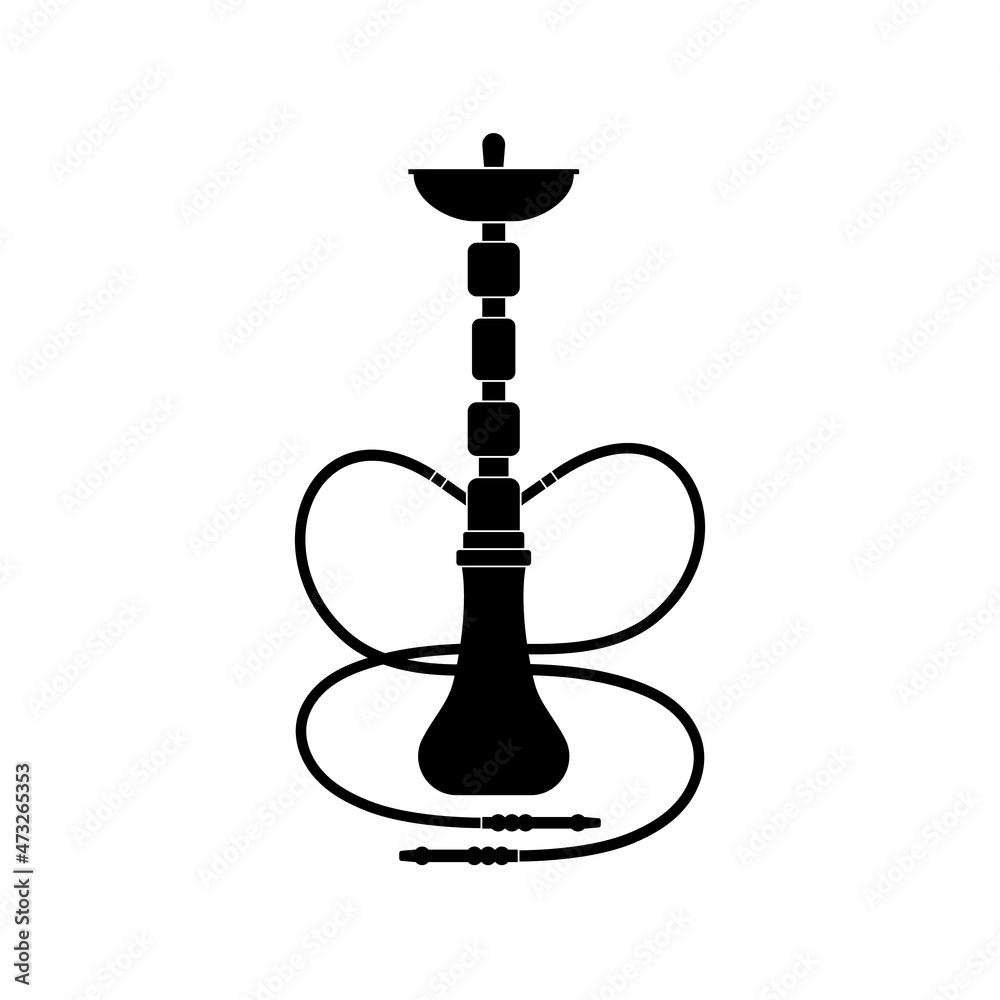 The hookah icon is a smoking device in black on a white background. The hookah icon is a smoking device in black on a white background.