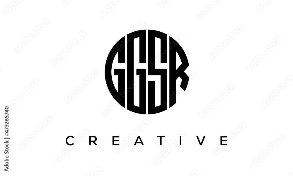Letters GGSR creative circle logo design vector, 4 letters logo